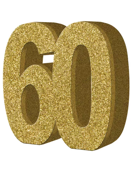 Photo du produit Décoration de table 60 ans Or 20 x 20 cm