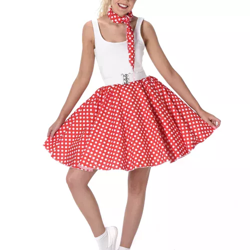 Photo du produit Déguisement années 50 rouge à pois femme