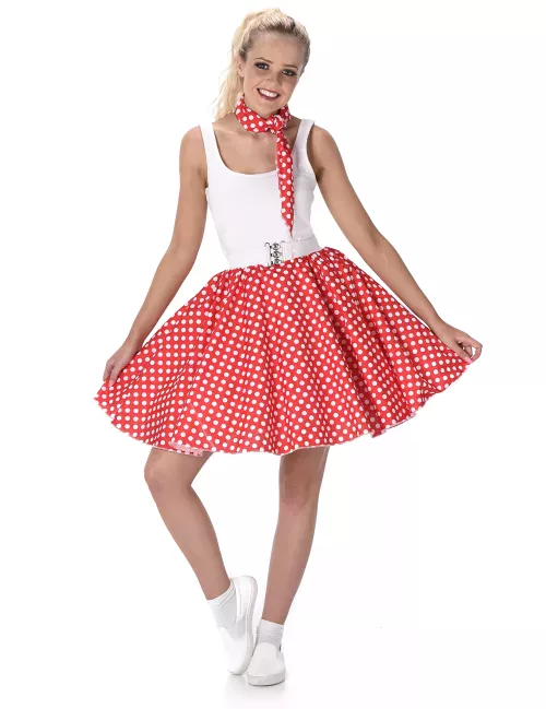 Photo du produit Déguisement années 50 rouge à pois femme