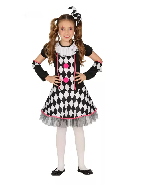 Photo du produit Déguisement arlequin noir et rose fille