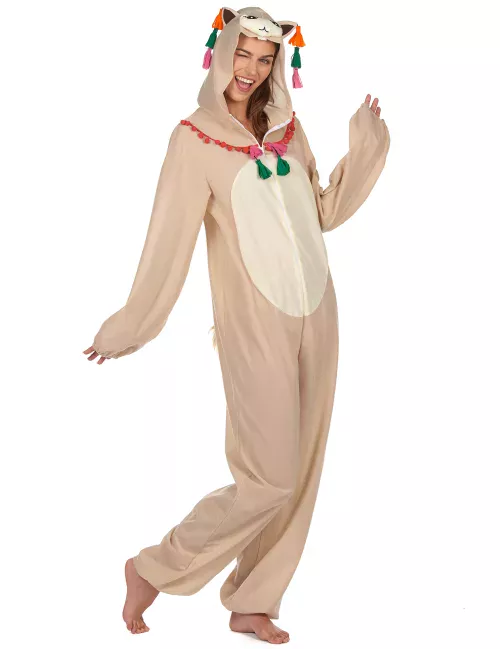 Photo du produit Déguisement combinaison à capuche lama femme