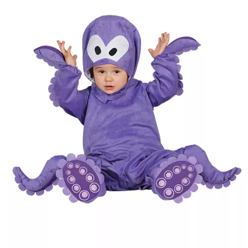 Photo du produit Déguisement combinaison avec capuche poulpe violet bébé
