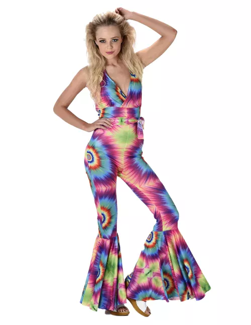 Photo du produit Déguisement combinaison hippie psychédélique femme