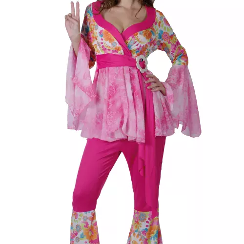 Photo du produit Déguisement hippie flower rose femme