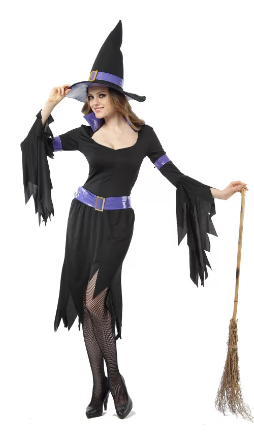 Photo du produit Déguisement sorcière violette et noire femme