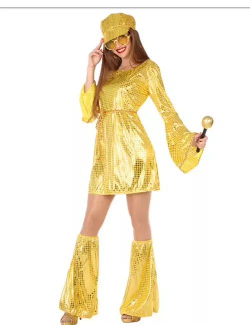 Photo du produit Déguisement disco doré à paillettes femme