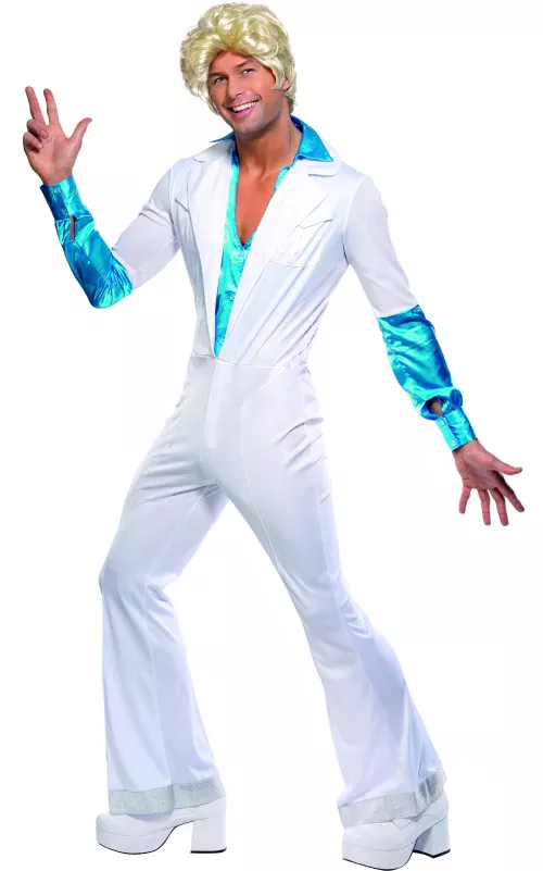 Photo du produit Déguisement disco blanc et turquoise homme