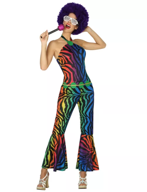 Photo du produit Déguisement disco léopard multicolore femme
