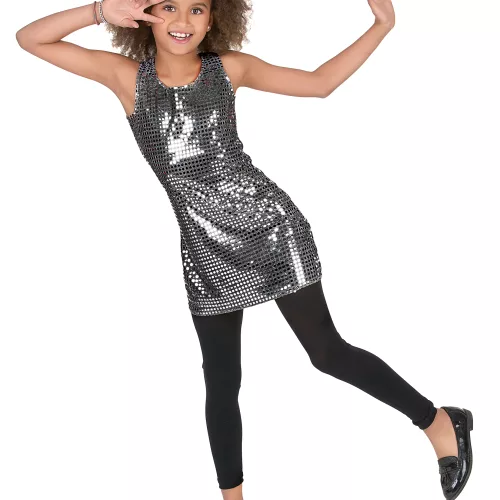Photo du produit Déguisement disco paillettes argent fille