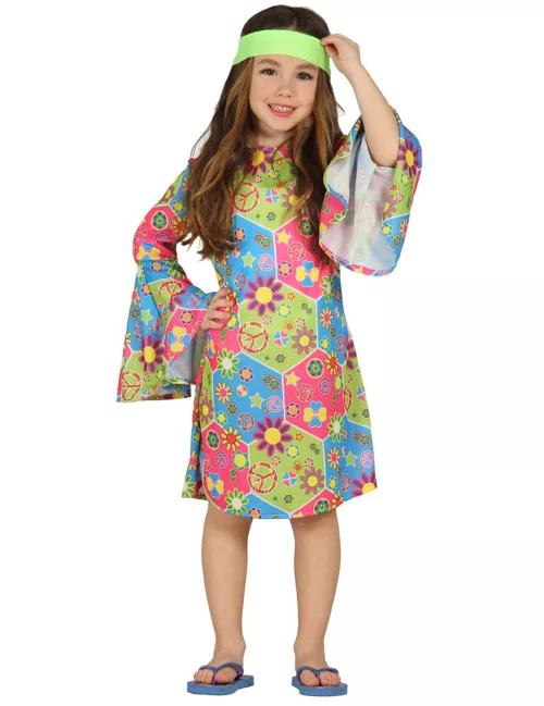 Photo du produit Déguisement hippie avec symboles colorés fille