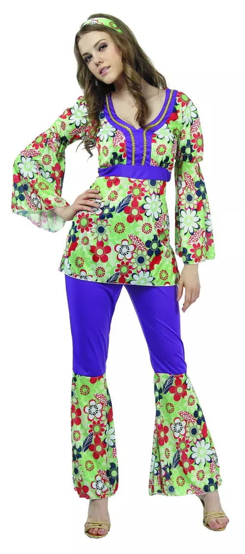 Photo du produit Déguisement hippie fleuri et violet femme