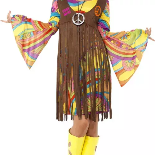 Photo du produit Déguisement hippie fleurs année 70 femme