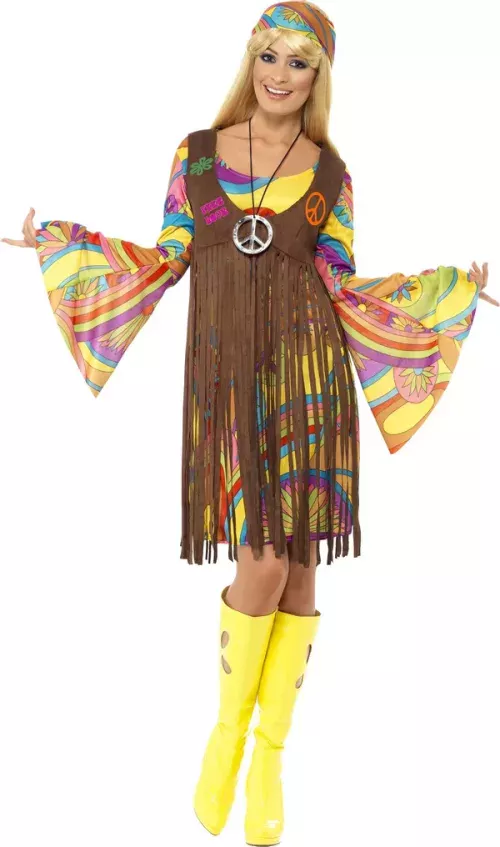 Photo du produit Déguisement hippie fleurs année 70 femme