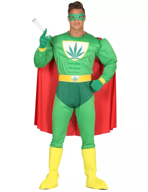 Photo du produit Déguisement humoristique super héros feuille de cannabis adulte