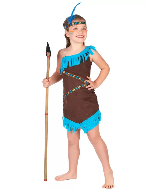 Photo du produit Déguisement indienne marron et bleu fille