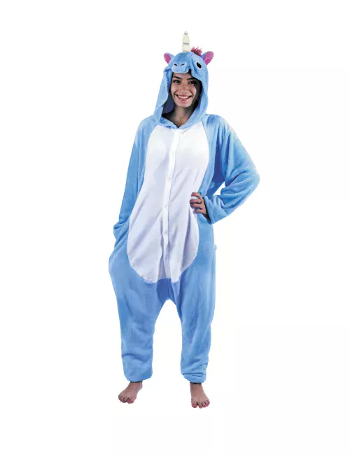 Photo du produit Déguisement combinaison licorne bleue adulte