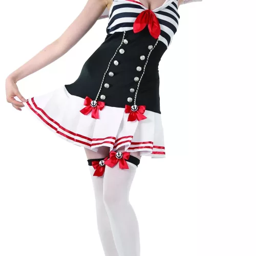 Photo du produit Déguisement marin noir et blanc femme