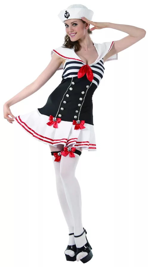 Photo du produit Déguisement marin noir et blanc femme