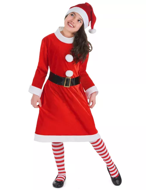 Photo du produit Déguisement Mère Noël pompons blancs Fille