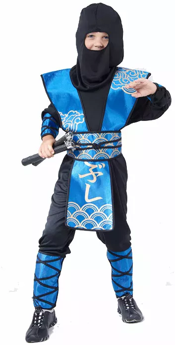 Photo du produit Déguisement ninja bleu et doré garçon