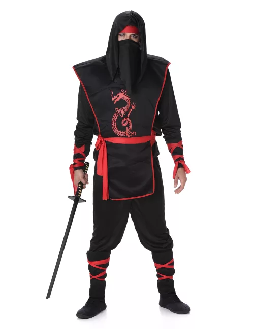 Photo du produit Déguisement ninja noir et rouge homme