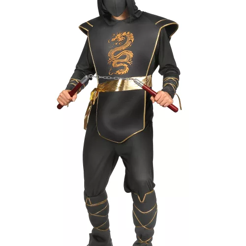 Photo du produit Déguisement ninja noir et doré homme