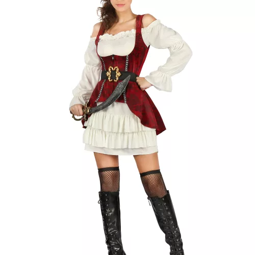Photo du produit Déguisement pirate blanc et rouge femme