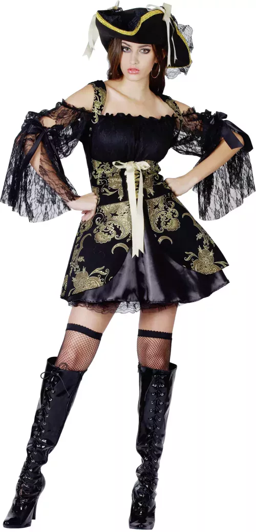 Photo du produit Déguisement pirate noir et doré femme