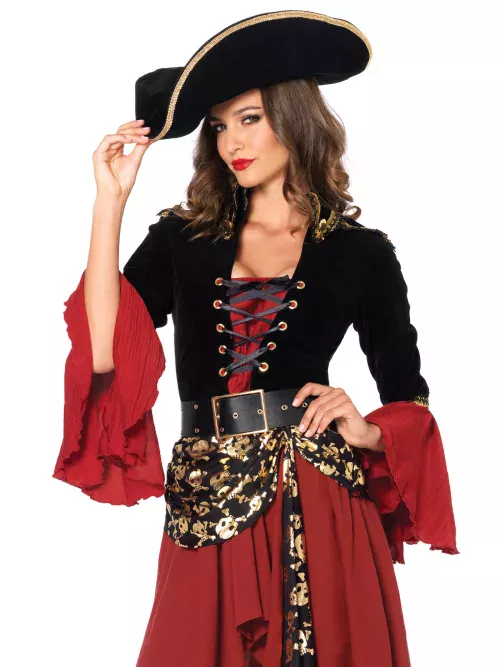 Photo du produit Déguisement pirate motifs dorés femme