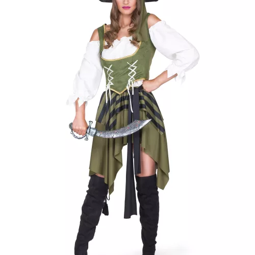 Photo du produit Déguisement Pirate flibustière vert femme