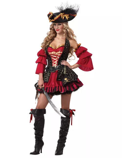 Photo du produit Déguisement Pirate rouge pour femme - Premium