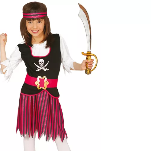 Photo du produit Déguisement pirate rayée rose et noire fille