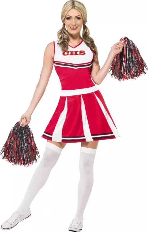 Photo du produit Déguisement pompom girl blanc et rouge femme