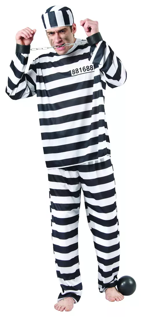 Photo du produit Déguisement de prisonnier noir et blanc homme