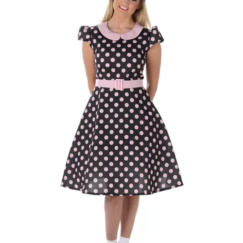 Photo du produit Déguisement robe 50's à pois roses femme