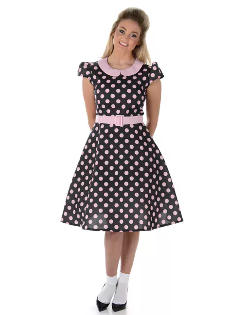 Photo du produit Déguisement robe 50's à pois roses femme