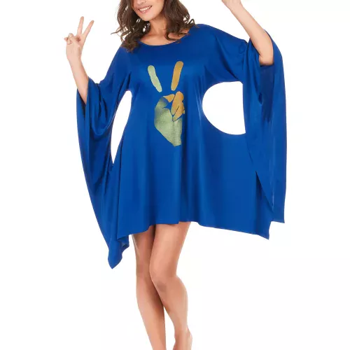 Photo du produit Déguisement robe hippie bleue peace & love femme
