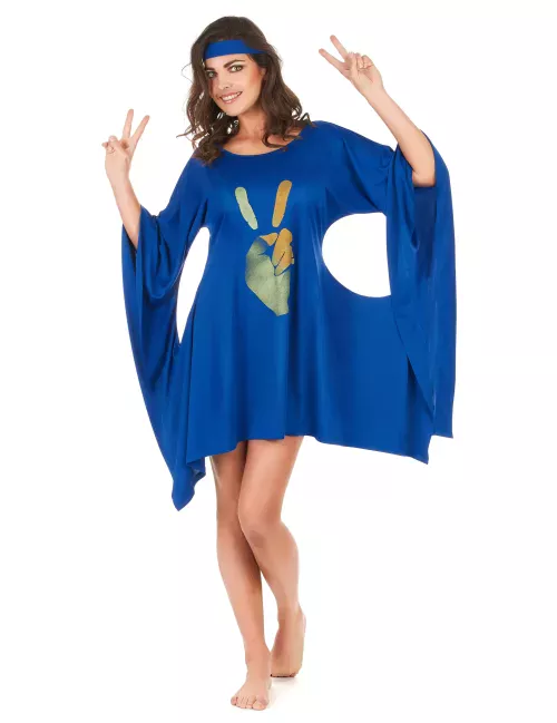 Photo du produit Déguisement robe hippie bleue peace & love femme