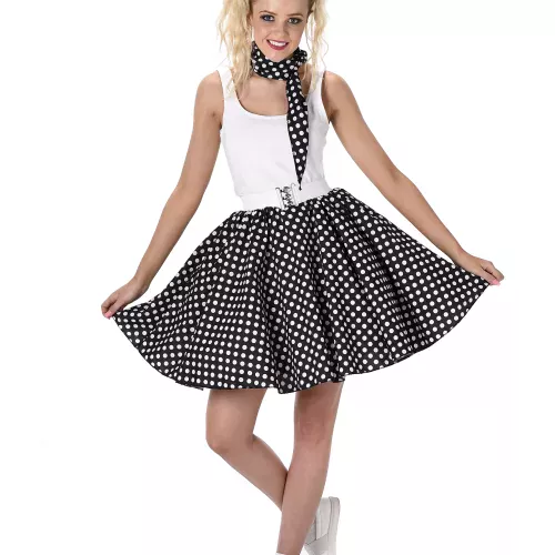 Photo du produit Déguisement années 50 noir à pois femme