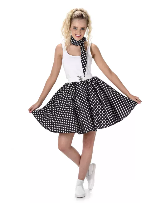 Photo du produit Déguisement années 50 noir à pois femme