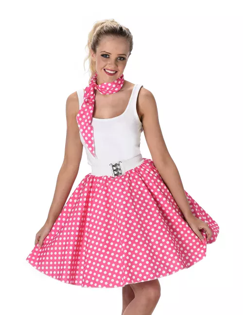 Photo du produit Déguisement années 50 rose à pois femme