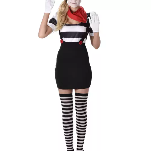 Photo du produit Déguisement mime noir et blanc femme
