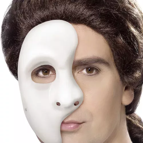 Photo du produit Demi-masque blanc en plastique adulte