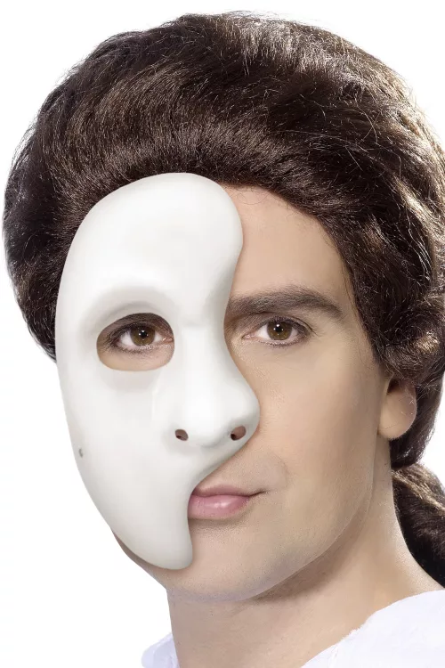 Photo du produit Demi-masque blanc en plastique adulte