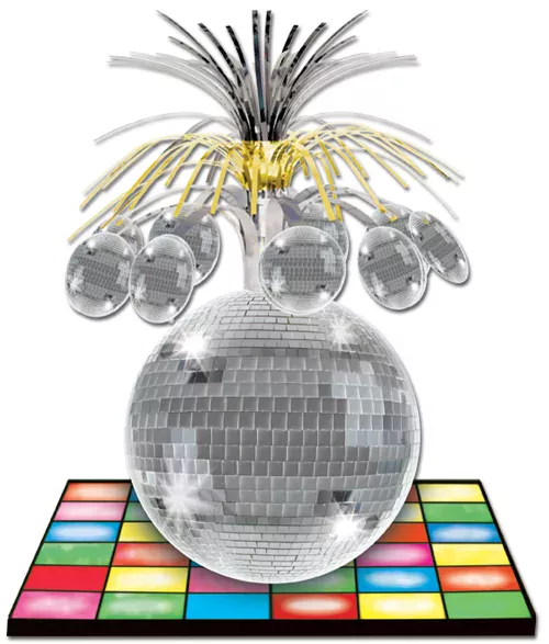 Photo du produit Centre de table piste de danse et boule disco 33 cm