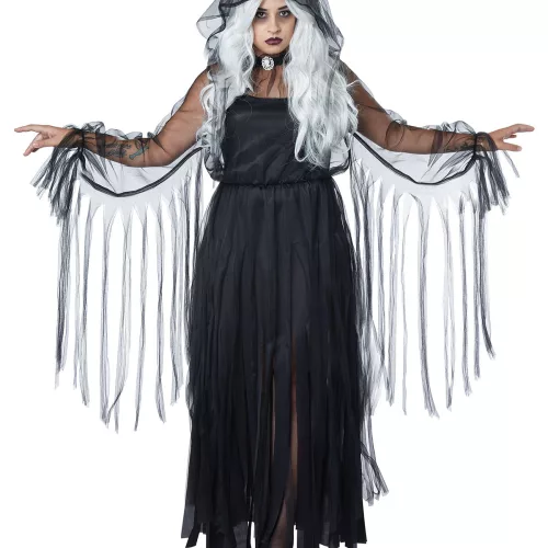 Photo du produit Déguisement élégant fantôme Halloween grande taille noir femme