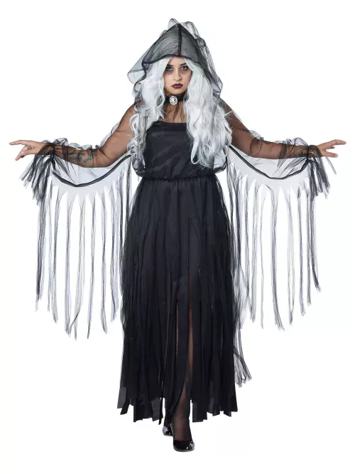 Photo du produit Déguisement élégant fantôme Halloween grande taille noir femme