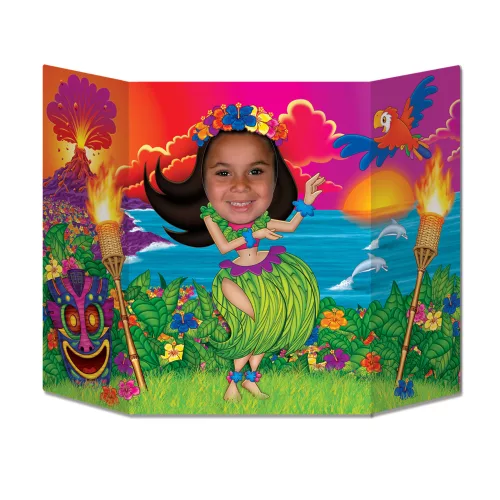 Photo du produit Passe tête en carton Hula Girl Hawaï 94 x 64 cm