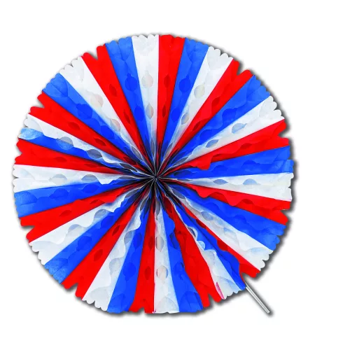 Photo du produit Rosace éventail en papier tricolore 50 cm