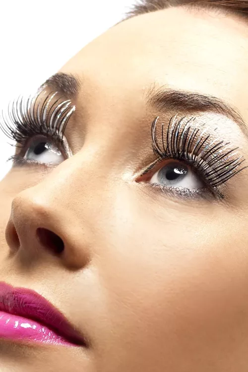 Photo du produit Faux cils longs noirs et argent adulte